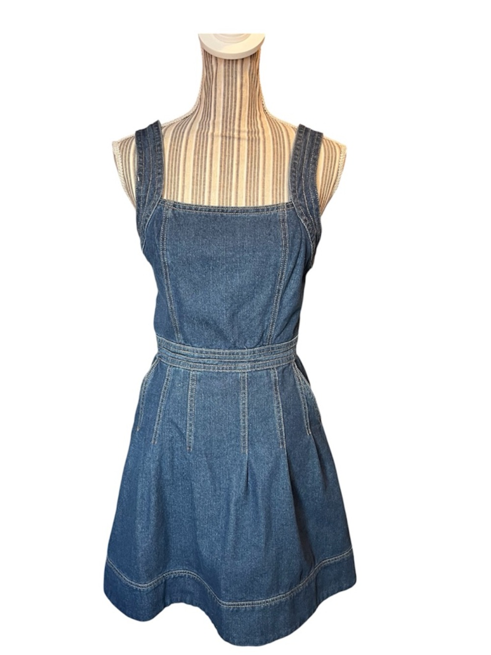 Joie Blue Denim Pinafore Mini Dress